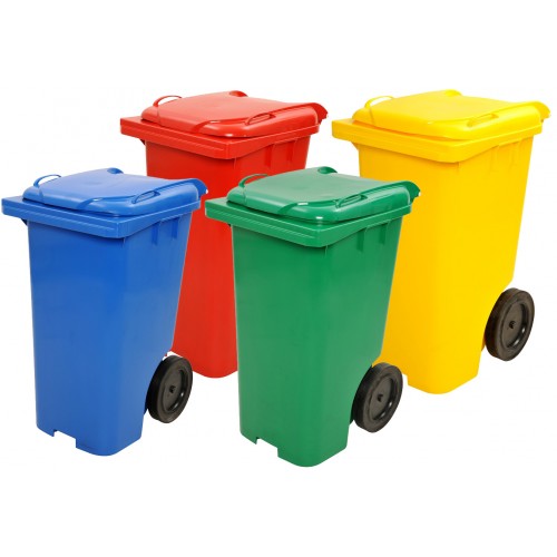 Carrinho Container de Lixo 120Litros - Conjunto Coleta Seletiva