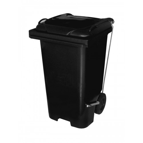Carrinho Container de Lixo 120Lt´s - Preto - Com Pedal Lateral