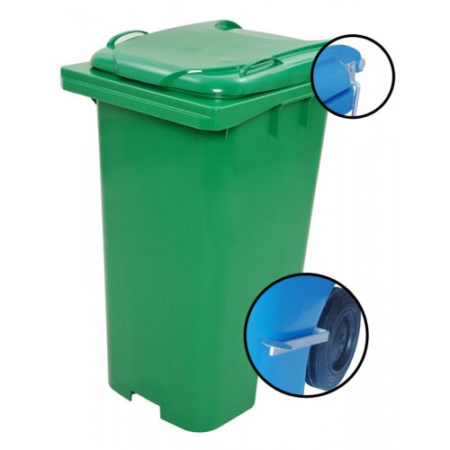 Carrinho Container de Lixo 120Lt´s - Verde - Com Pedal Lateral