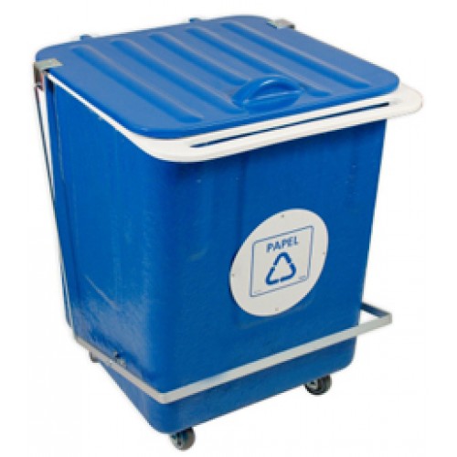 Carrinho de Limpeza Cuba em Fibra de Vidro para Coleta Seletiva c/ Capacidade p 200 Litros e com Pedal