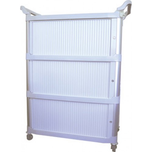 Carrinho de Organização com 4 Prateleiras e com Portas para Fechamento