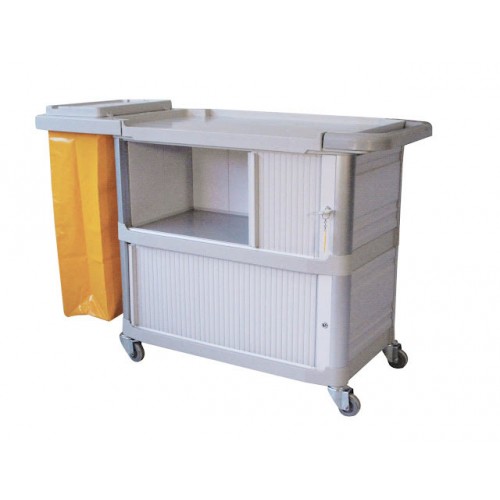 Carrinho Hoteleiro Camareira com Bolsa em Vinil e Fechamento com Portas