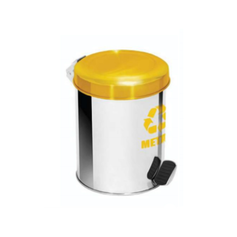 Lixeira com tampa colorida pedal 16 x 23 aço inox 05 litros