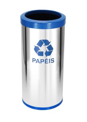Lixeira em Inox 22L c/ Aro Plástico 24x50cm
