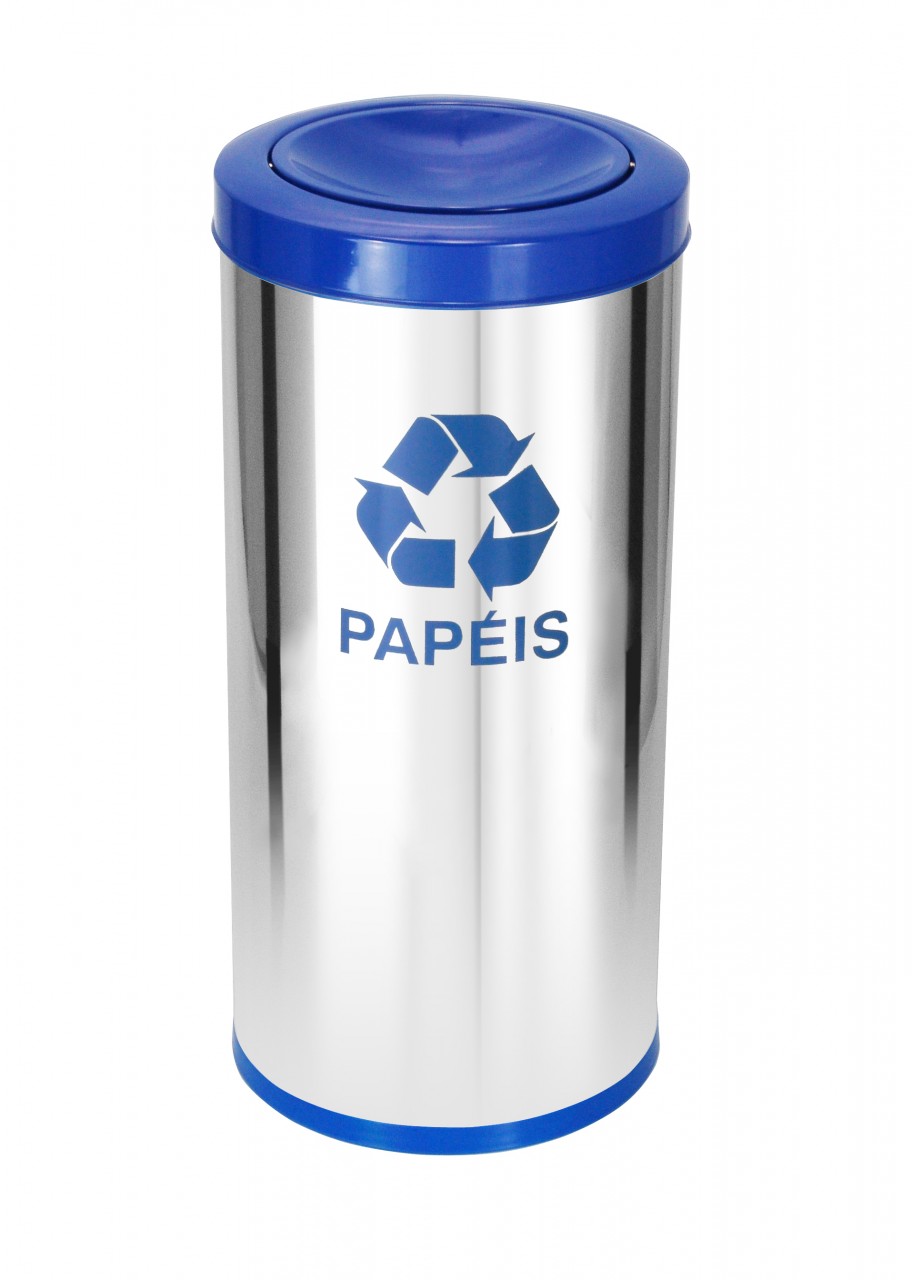 Lixeira em Inox 22L com Tampa Meia Esfera Pintada 24x50cm