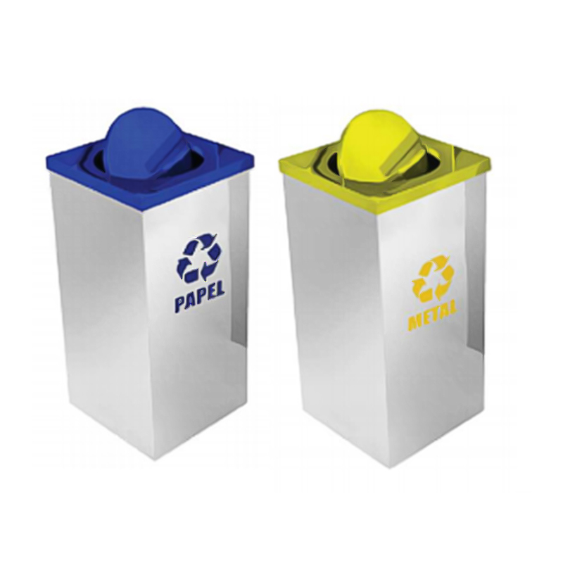 Lixeira quadrada com tampa basculante colorida 24 x 30 15 Litros