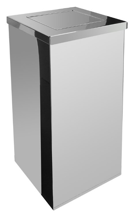 Lixeira Quadrada em Inox com Tampa Vai-Vem 30Lts