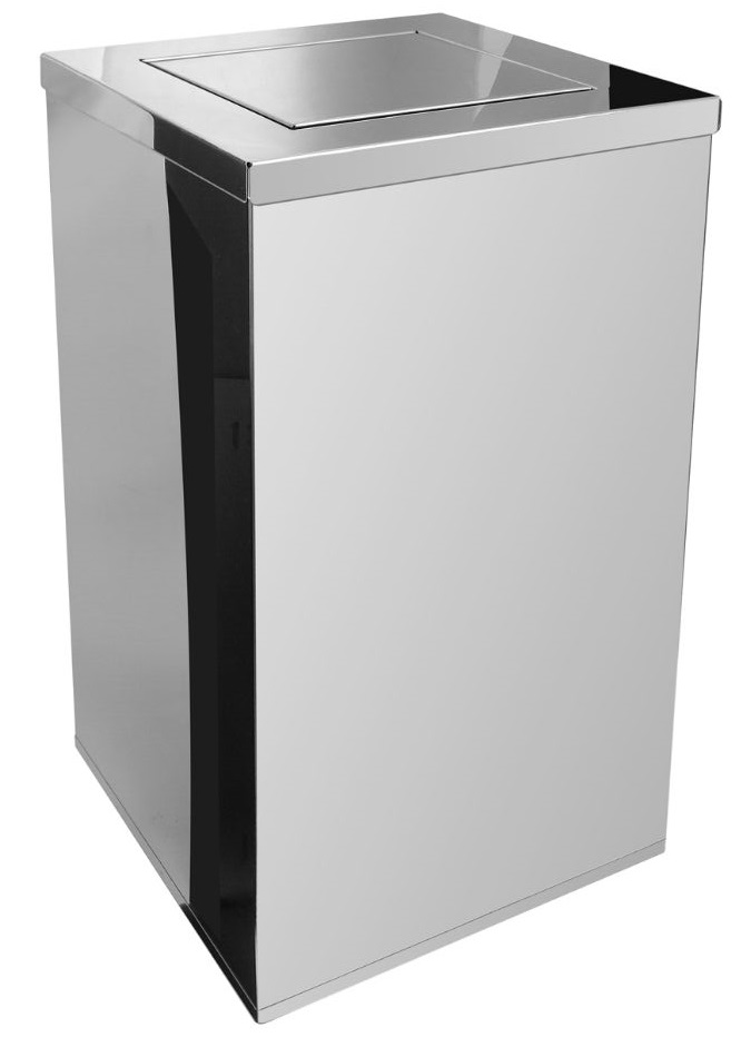 Lixeira Quadrada em Inox com Tampa Vai-Vem 50Lts