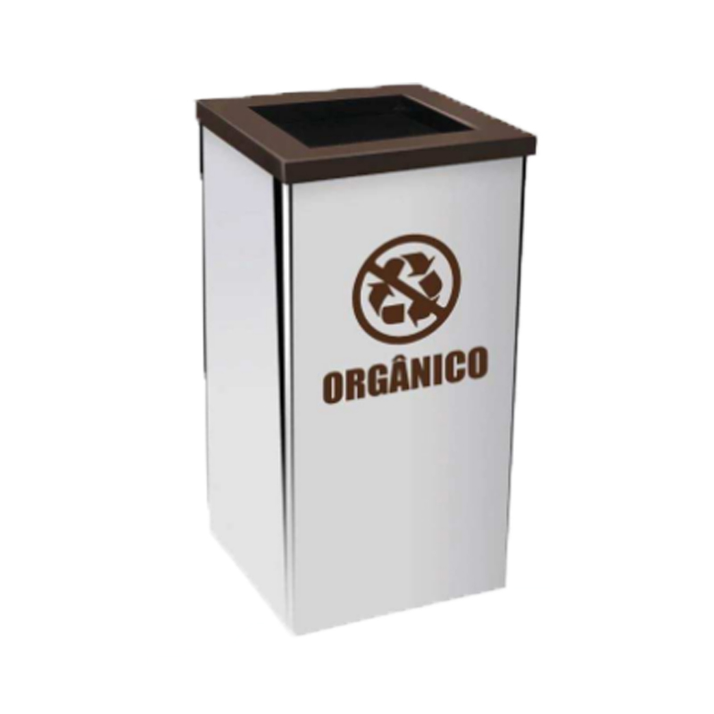 Lixeira quadrada tampa aro colorido 24 x 30 Aço-Inox 15 Litros