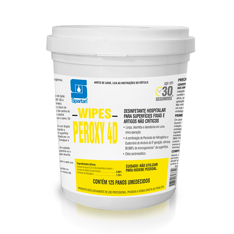 Wipes Peroxy 4D Spartan c/125 Toalhas Umedecidas
